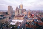 BOSTON SKYLINE DURING BOSTON MARATHON 2023 Sale