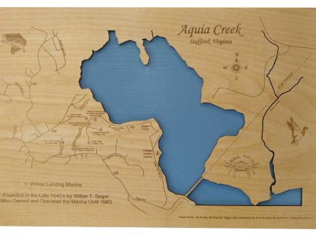 Aquia Creek, VA - Laser Cut Wood Map Cheap