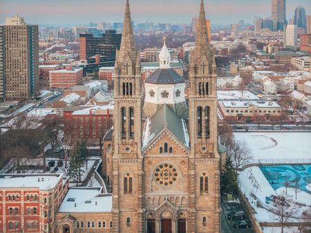 MISSION HILL: BOSTONs BASILICA IN WINTER framed WHT Blk 11x14 Online Hot Sale