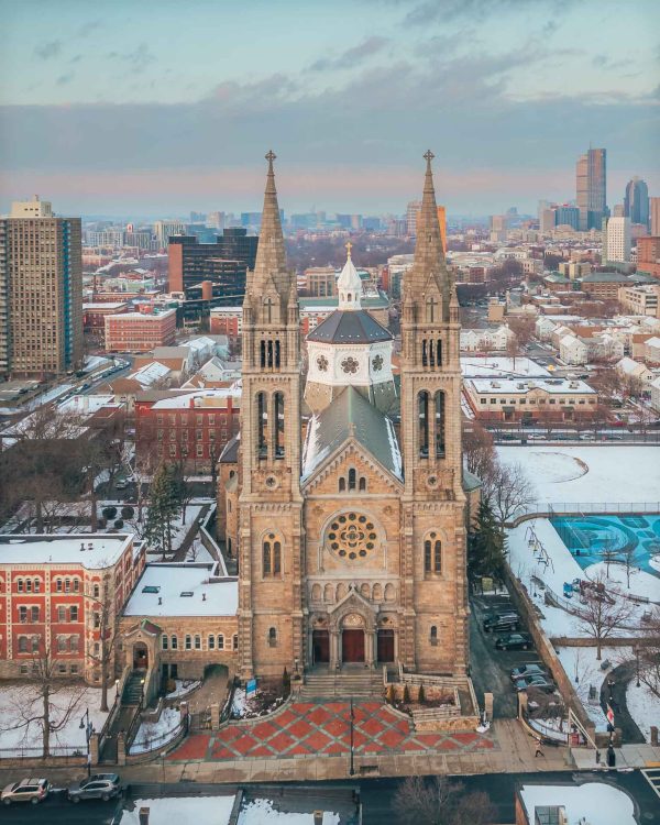 MISSION HILL: BOSTONs BASILICA IN WINTER framed WHT Blk 11x14 Online Hot Sale