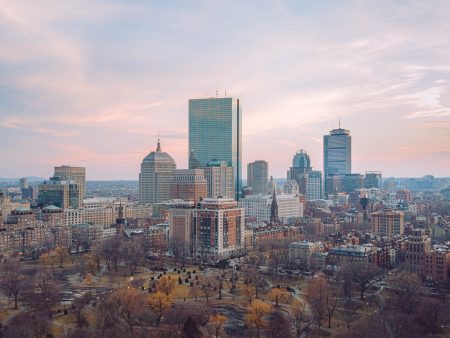 BOSTON SKYLINE FROM BOSTON COMMON IN MARCH For Cheap