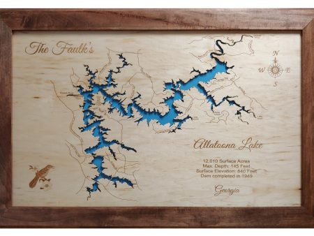 Allatoona Lake, Georgia - Laser Cut Wood Map Online now