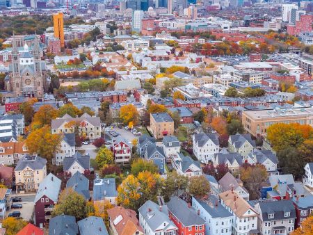 MISSION HILL HILLSIDE STREET IN FOLIAGE framed Blk 13x19 Hot on Sale