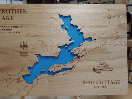 Anstruther Lake, Ontario, Canada- Laser Cut Wood Map Discount