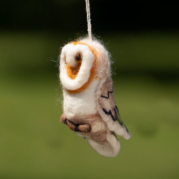 Barn Owl Felted Bird Ornament Cheap