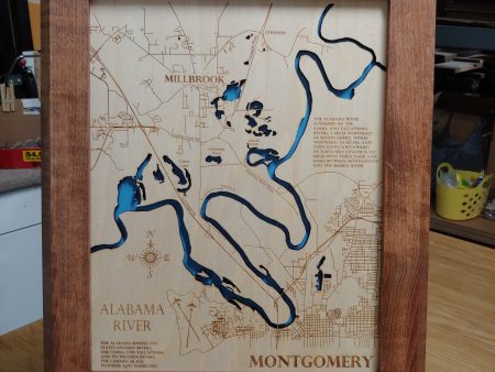 The Alabama River - Wood Laser Cut Map For Discount