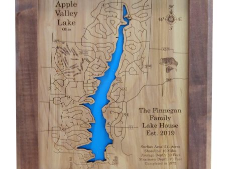 Apple Valley Lake, Ohio - Laser Cut Wood Map Discount