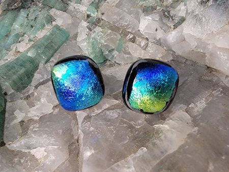 Rainbow Dichroic Glass Jewelry Post Earrings Online now