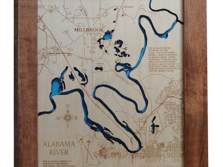 Alabama River, Alabama - Laser Cut Wood Map Discount