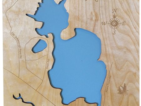 Akers Pond, New Hampshire - Laser Cut Wood Map Sale